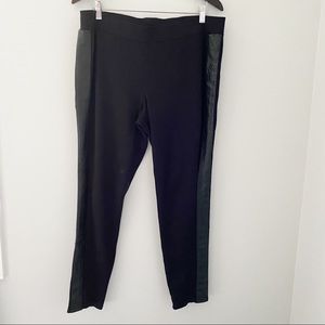 Anna Black Leggings Pants faux leather details
